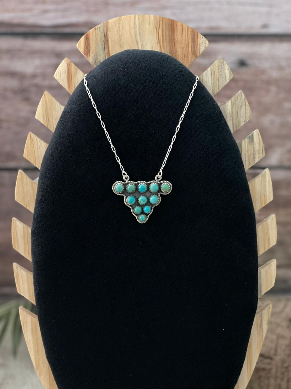 Handmade Sterling Silver Kingman Turquoise Necklace "Signed Nizhoni"