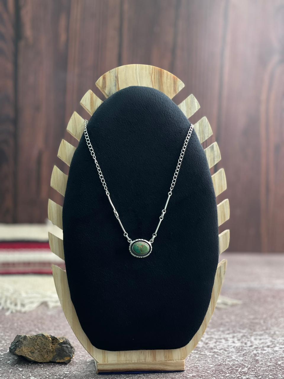 Handmade Sterling Silver Kingman Turquoise Necklace "Signed Nizhoni"