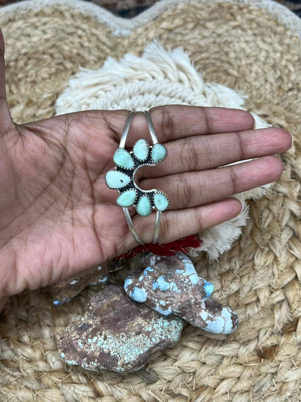 Handmade Sterling Silver Palomino Turquoise Bracelet "Signed Nizhoni"