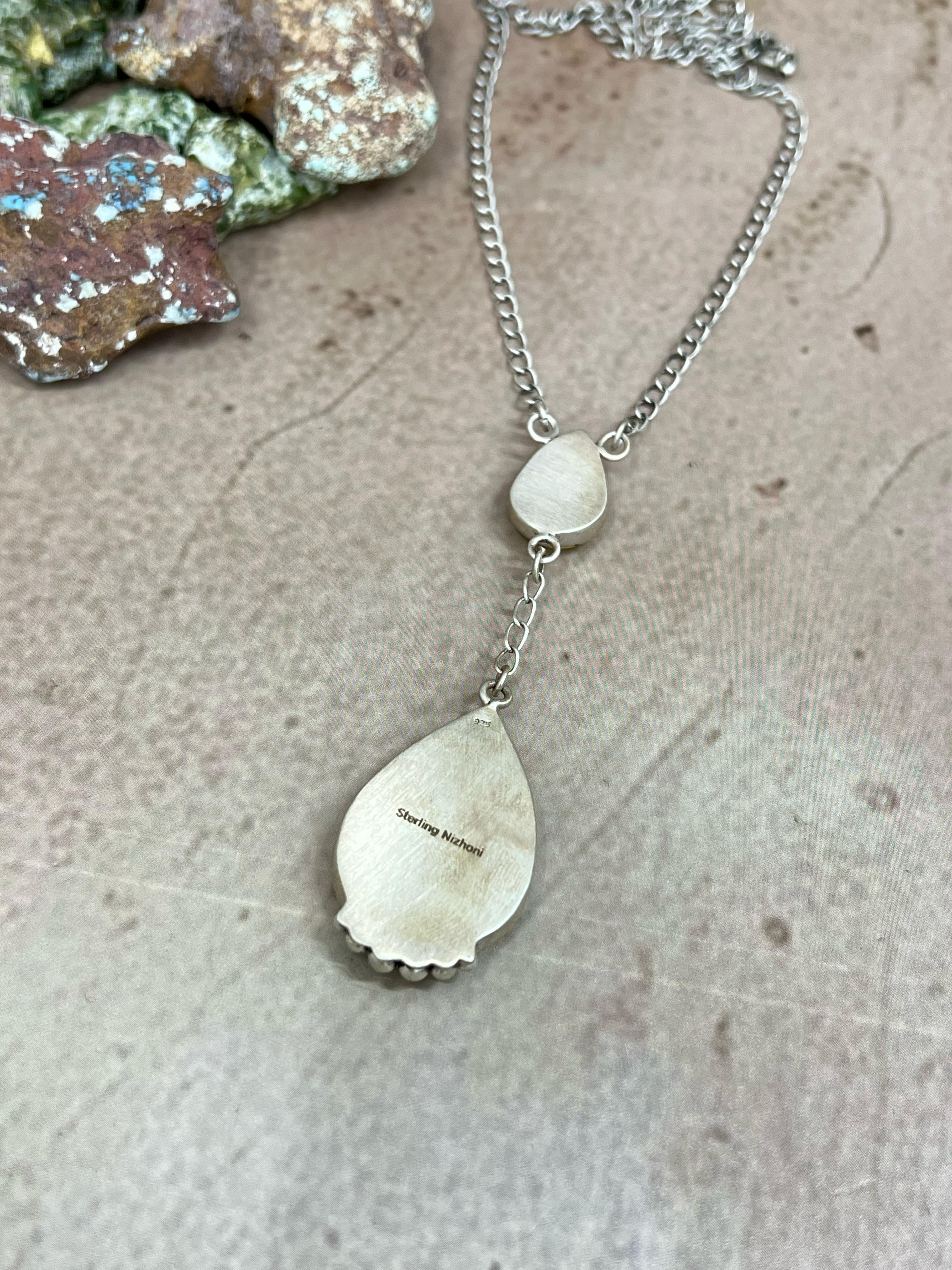 Handmade Sterling Silver Honey Dahlia Necklace with Signed Nizhoni