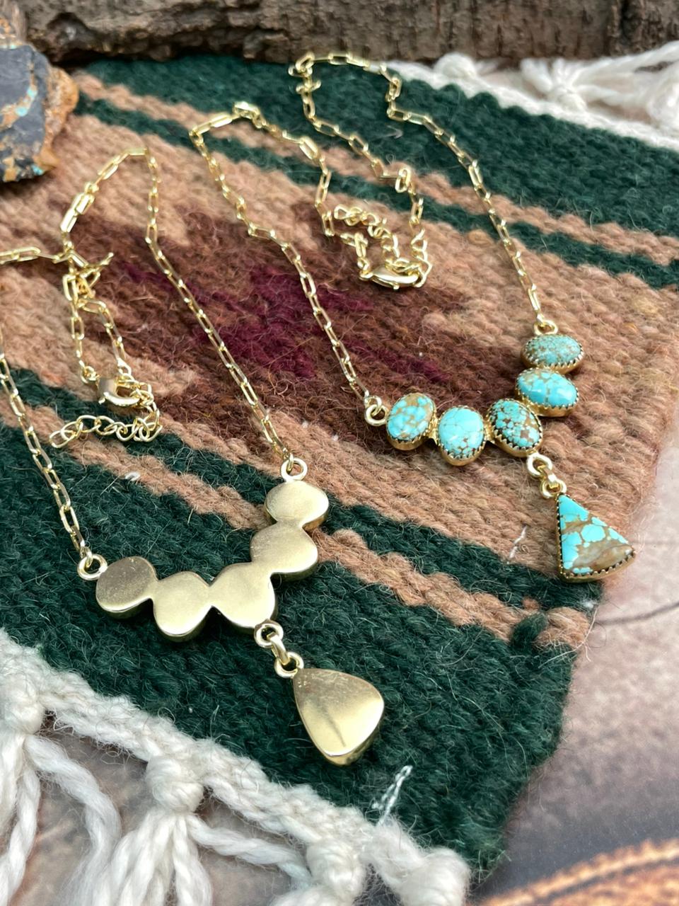 “The Golden Collection” Handmade Number 8 Turquoise with Gold Drop Necklace