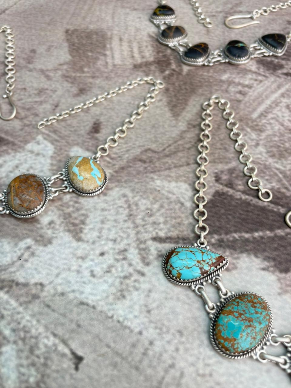 Handmade Sterling Silver Multi Stone Choker Necklace "Signed Nizhoni"