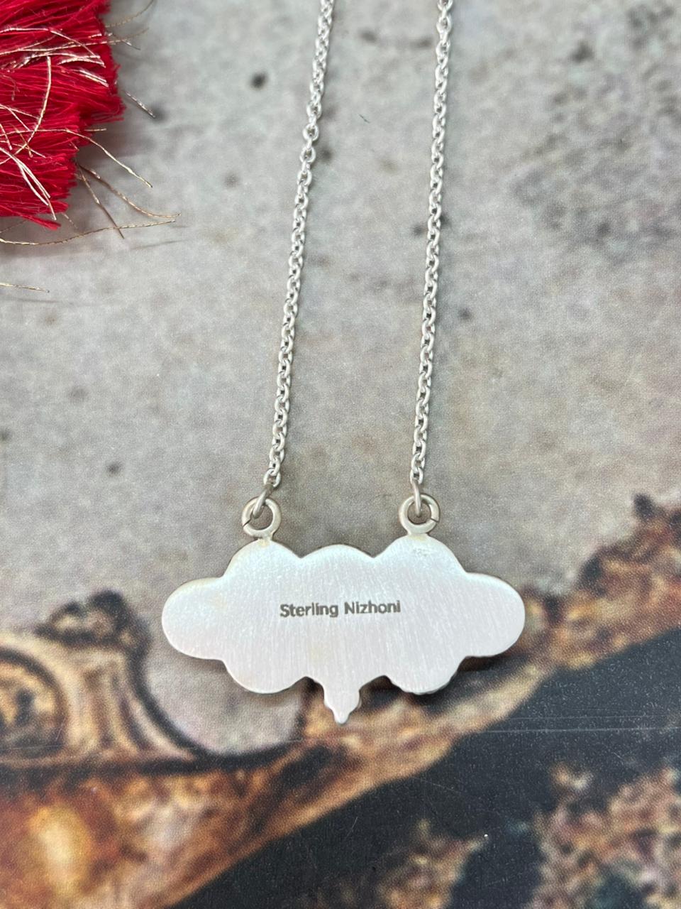 Handmade Sterling Silver Golden Hills with White Collection Necklace "Signed Nizhoni"