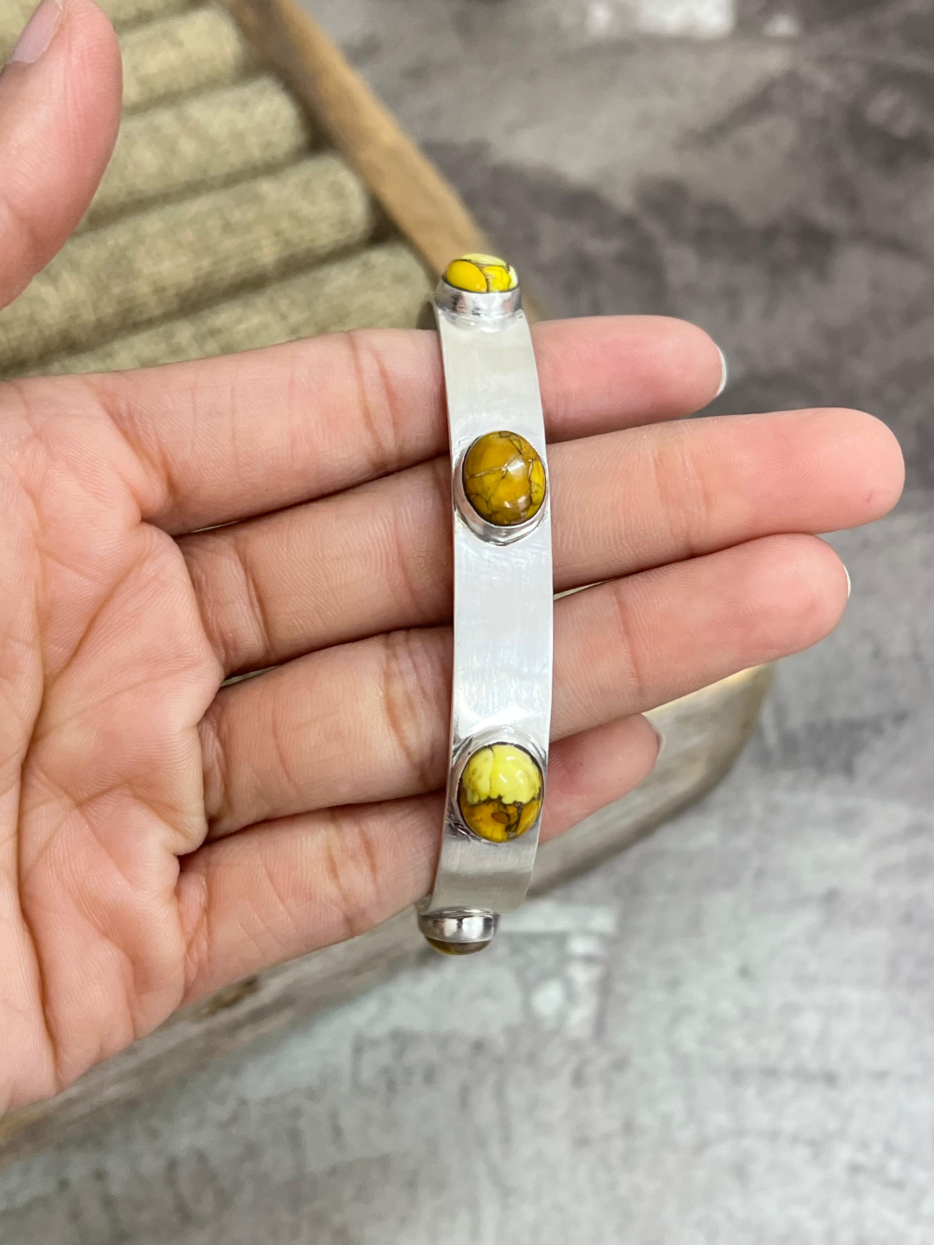 Handmade Sterling Silver Multi Stones Bracelet with Signed Nizhoni