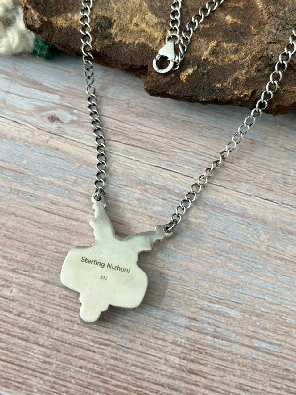 Handmade Sterling Silver Mint Dahlia Collection: Necklace "Signed Nizhoni"