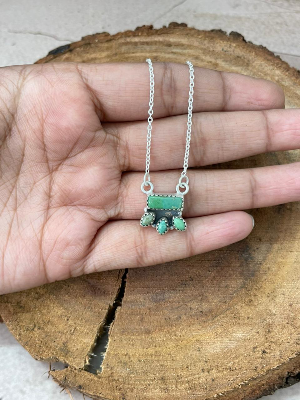 Handmade Sterling Silver Kingman Turquoise Necklace "Signed Nizhoni"