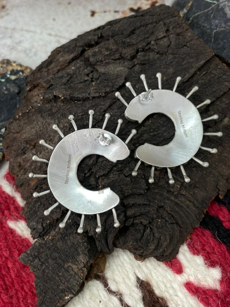 Handmade Sterling Silver Wildhorse Magnesite Post Studs Earrings "Signed Nizhoni"