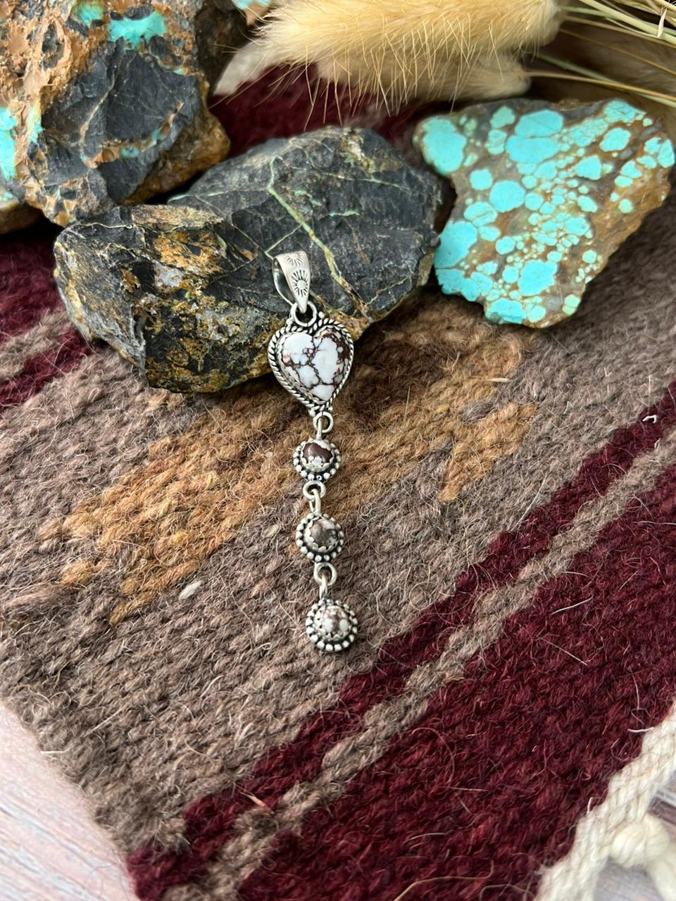 Handmade Sterling Silver Wildhorse Magnesite Pendant "Signed Nizhoni"