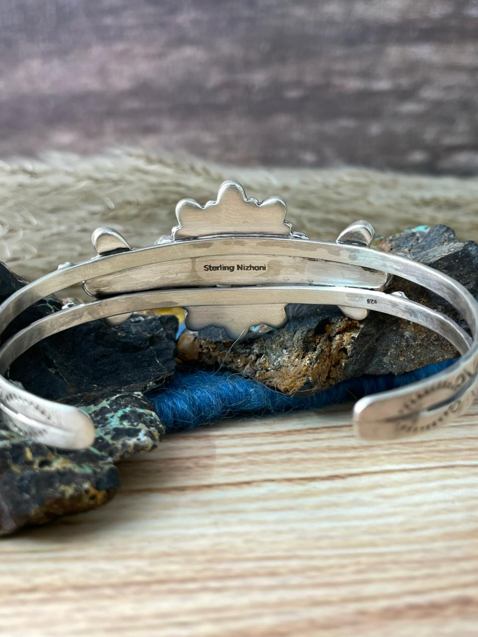 Handmade Sterling Silver Black Onyx Cuff Bracelet "Signed Nizhoni"