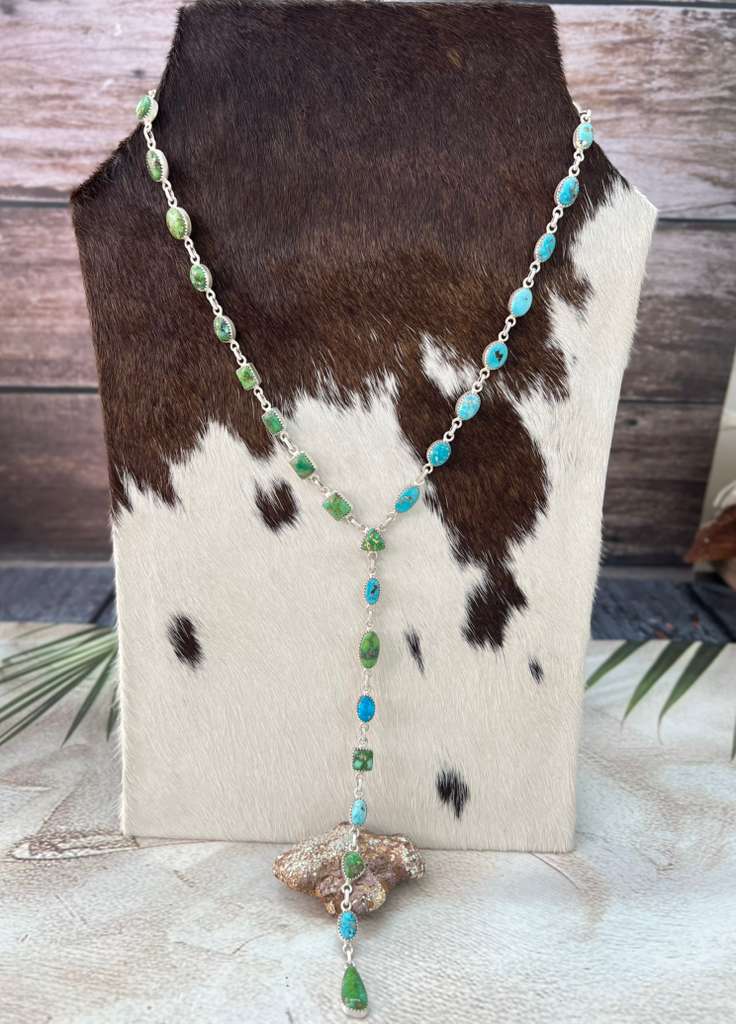 Handmade Sterling Silver Sonoran with White Water Turquoise Necklace with Signed Nizhoni (5)