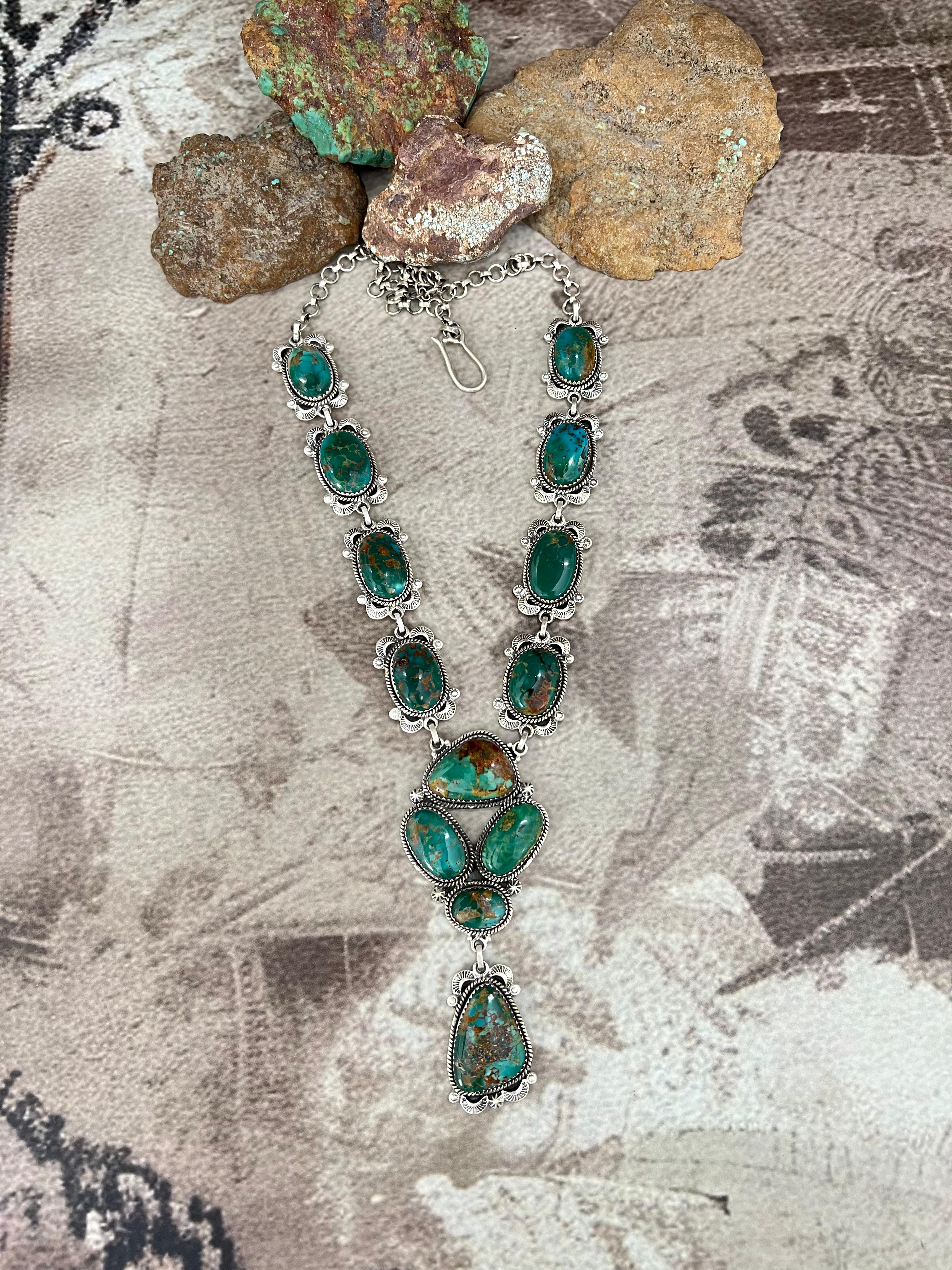 Handmade Sterling Silver Hardy Pit Lariat Necklace with Signed Nizhoni