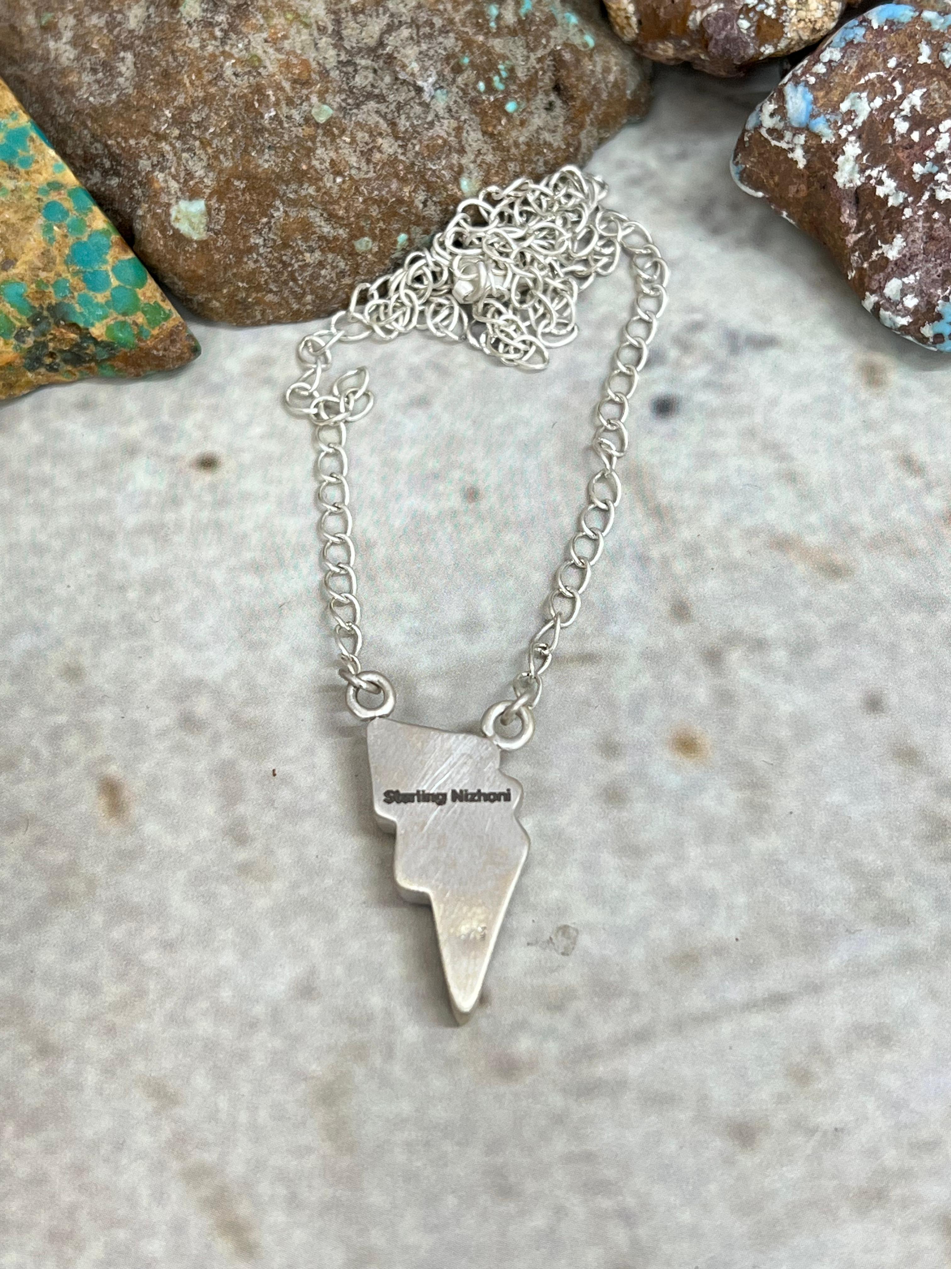 Handmade Sterling Silver Purple Ice Rose Dahlia Thunder Lightning Necklace with Signed Nizhoni (2)