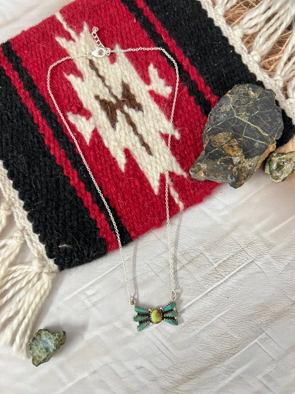 Handmade Sterling Silver Kingman with Palomino Turquoise Necklace "Signed Nizhoni"