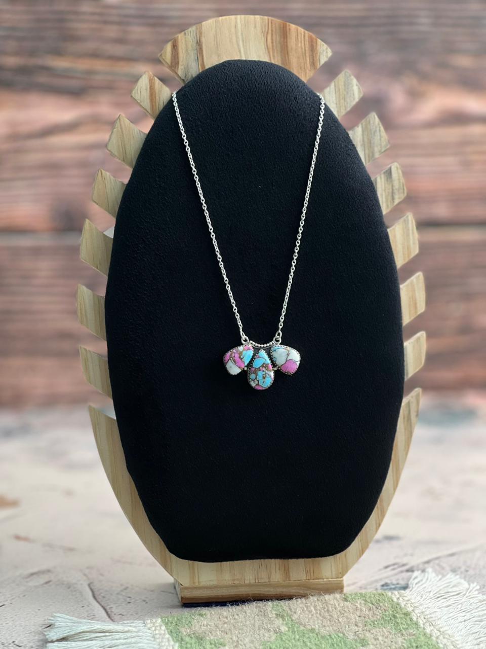 Handmade Sterling Silver Cotton Candy Necklace "Signed Nizhoni"