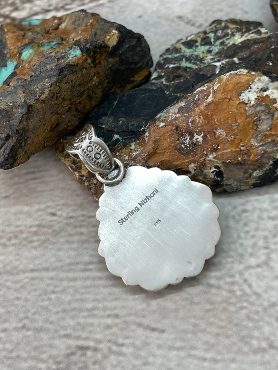 Handmade Sterling Silver Cherry Blossom Pendant "Signed Nizhoni"