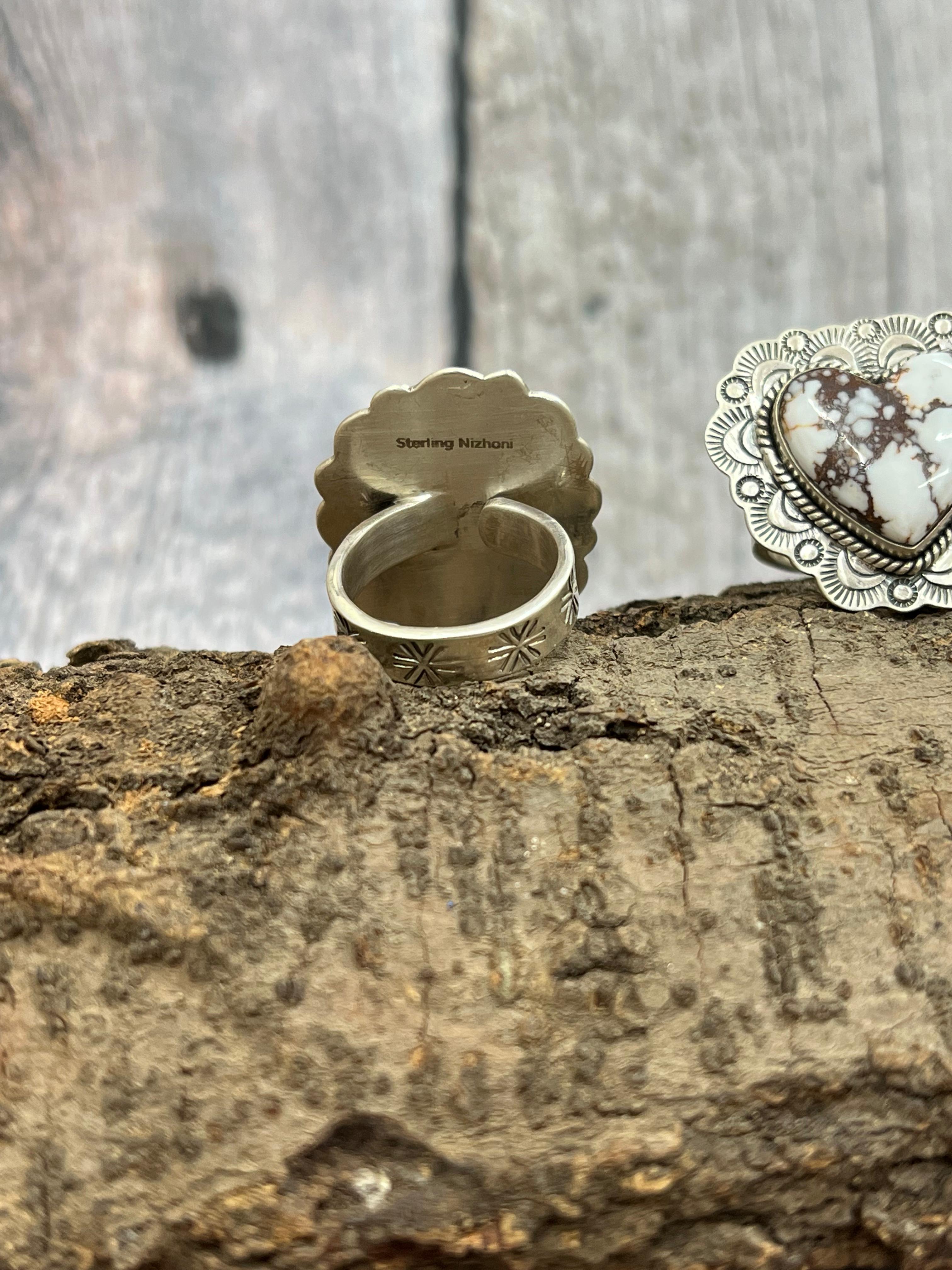 Handmade Sterling Silver Wild Horse Adjustable Rings with Signed Nizhoni