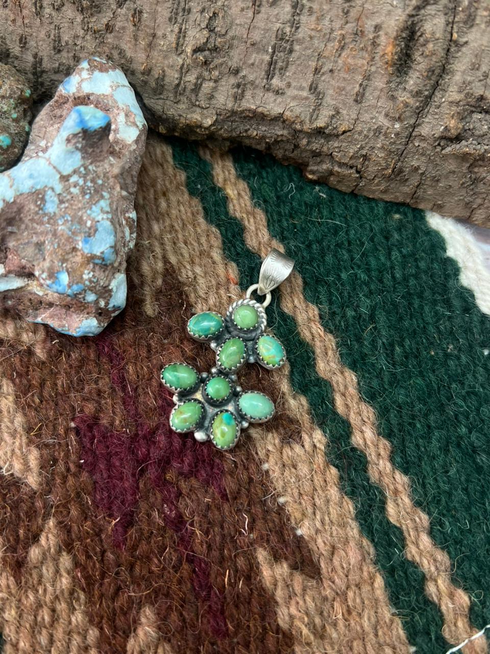 Handmade Sterling Silver Kingman Turquoise Pendant "Signed Nizhoni"