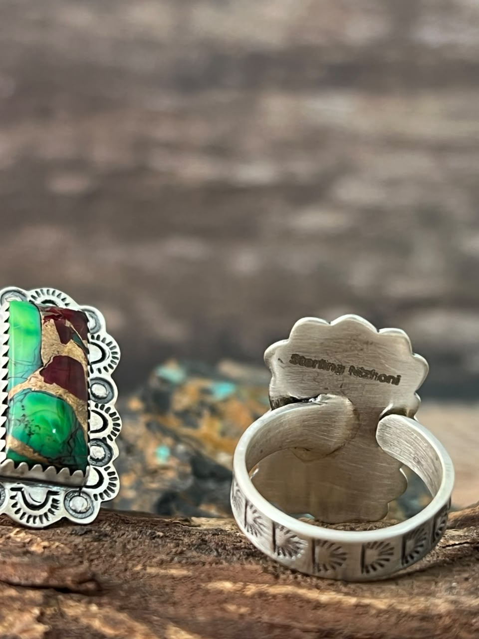 Handmade Sterling Silver Christmas Dahlia Collection: Adjustable Ring Signed Nizhoni