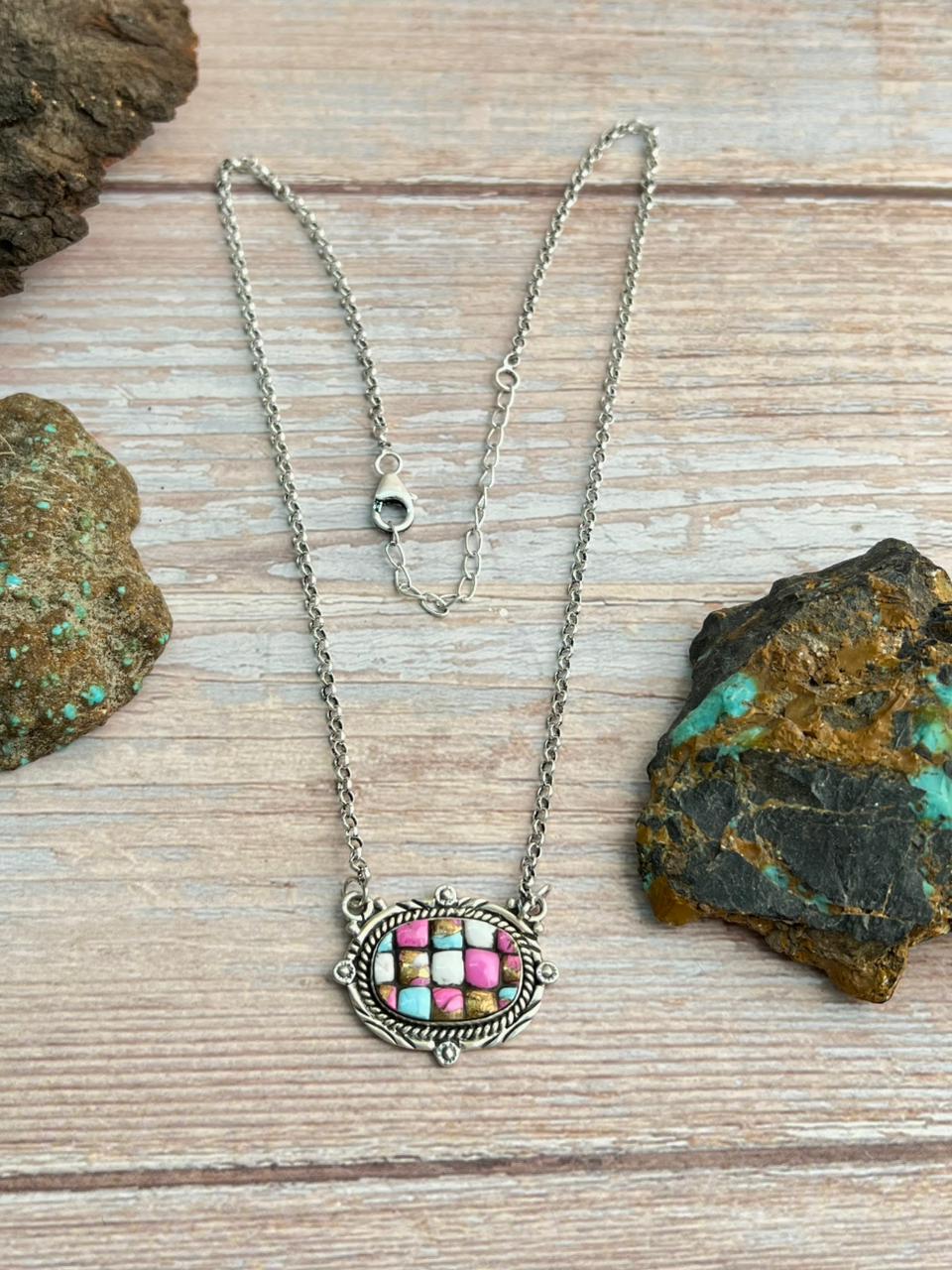 Handmade Sterling Silver Cotton Candy Necklace "Signed Nizhoni"