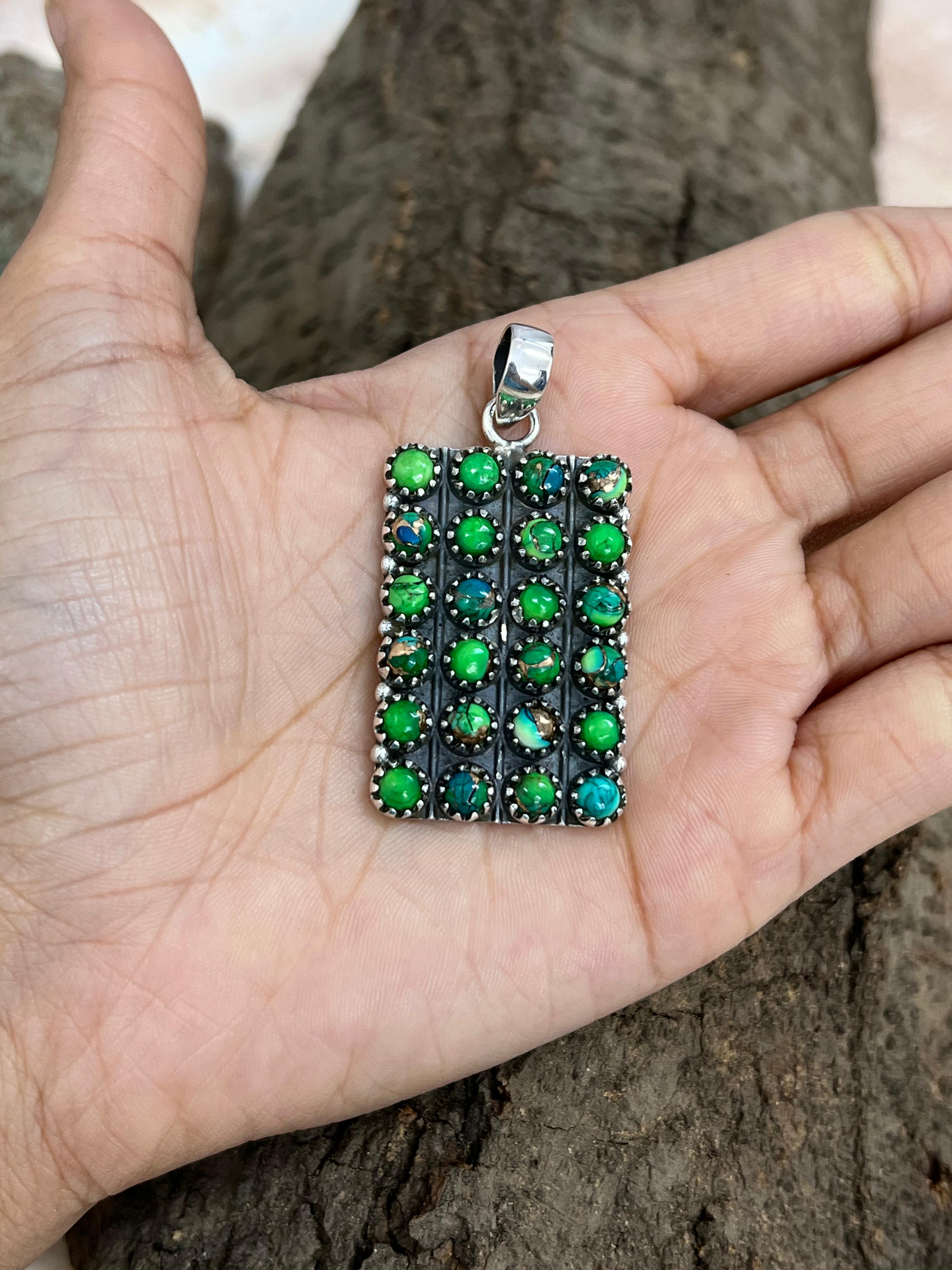 Handmade Sterling Silver Peacock Dahlia Pendant with Signed Nizhoni