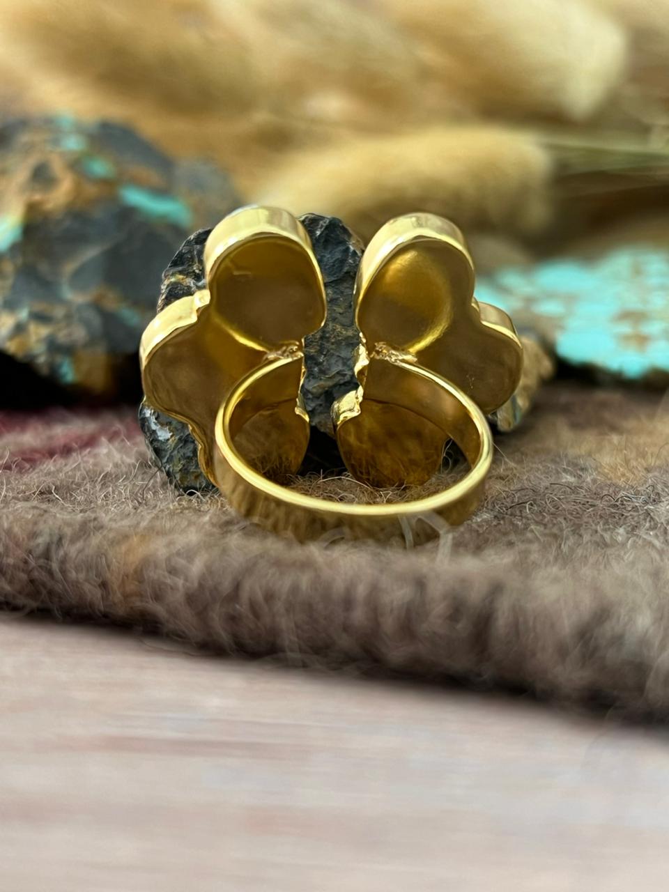 “The Golden Collection” Natural Golden Hills Turquoise Adjustable Ring