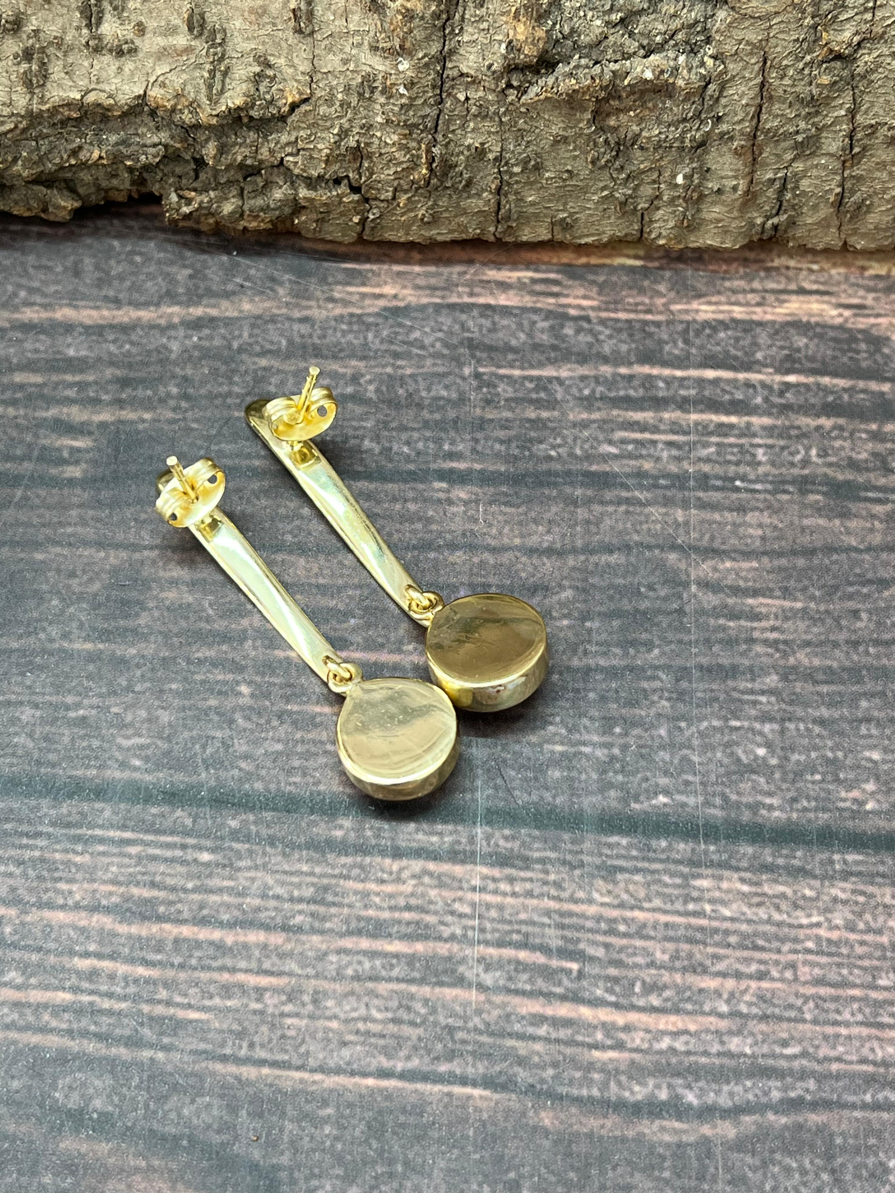 “The Golden Collection” Handmade Natural Dahlia Rose Post Dangle Earrings