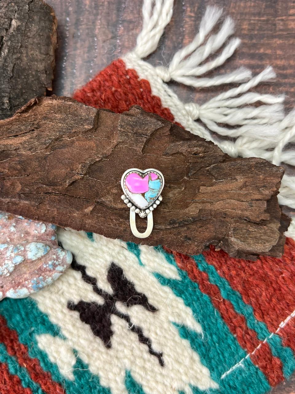 Handmade Sterling Silver Cotton Candy Purse Key Clip "Signed Nizhoni"