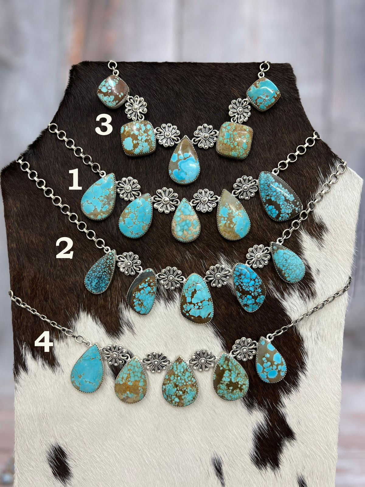 Handmade Sterling Silver Number 8 Turquoise Necklace with Signed Nizhoni