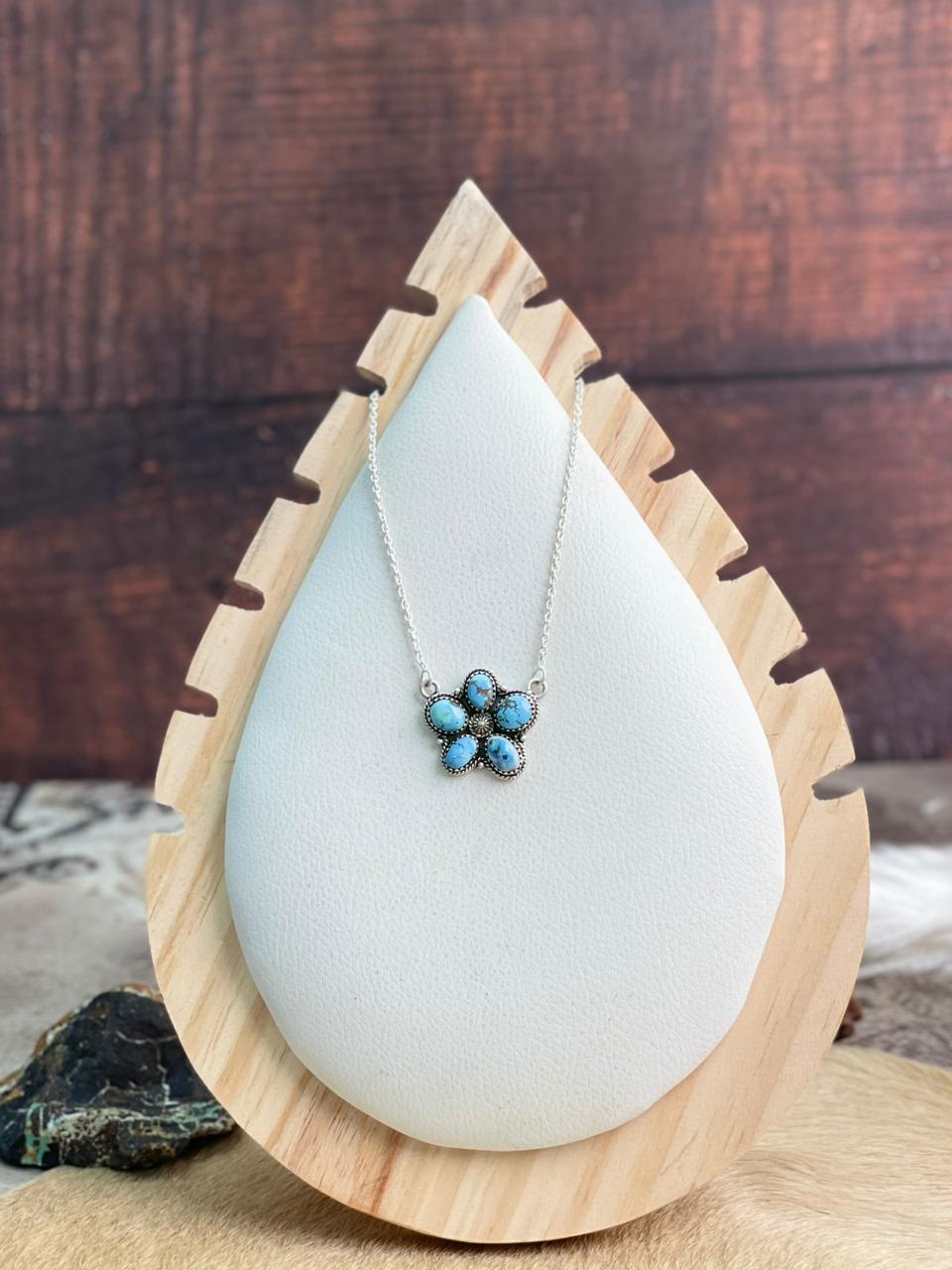 Handmade Sterling Silver Golden Hills Turquoise Necklace "Signed Nizhoni"