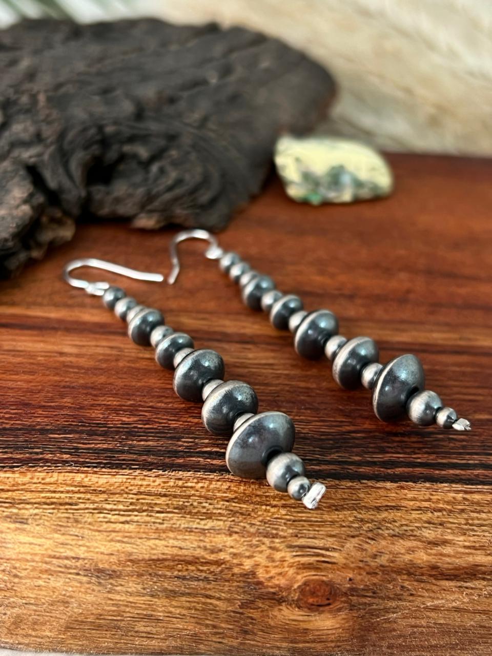 Handmade Sterling Silver Hook Dangle Beaded Earrings