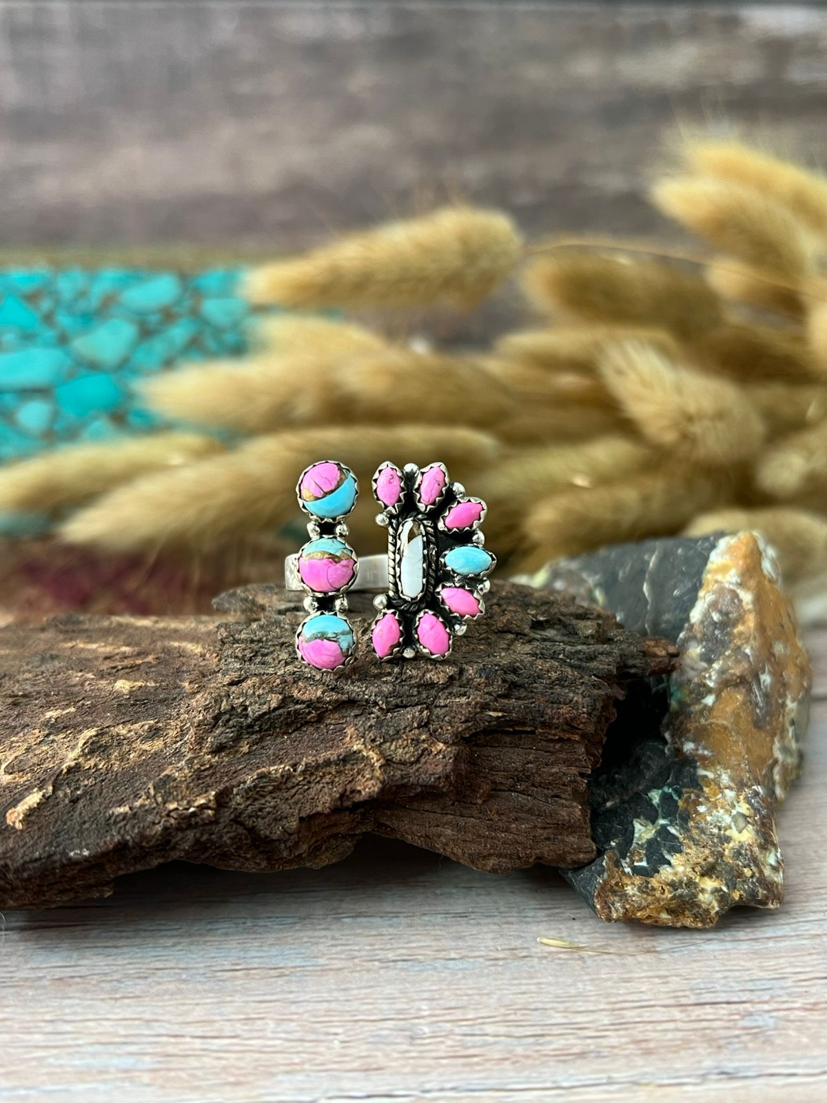 Handmade Sterling Silver Cotton Candy Adjustable Ring "Signed Nizhoni"