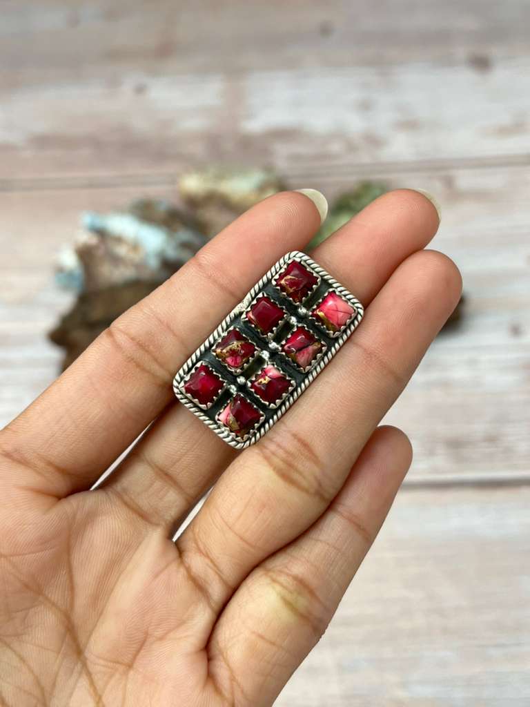 Handmade Sterling Silver Dahlia Rose Adjustable Ring with Signed Nizhoni