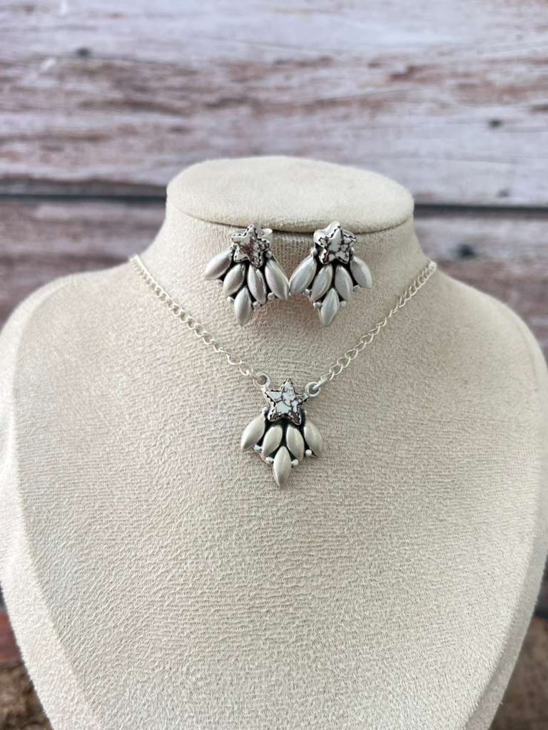 Handmade Sterling Silver Wildhorse Necklace Earrings Set "Signed Nizhoni"