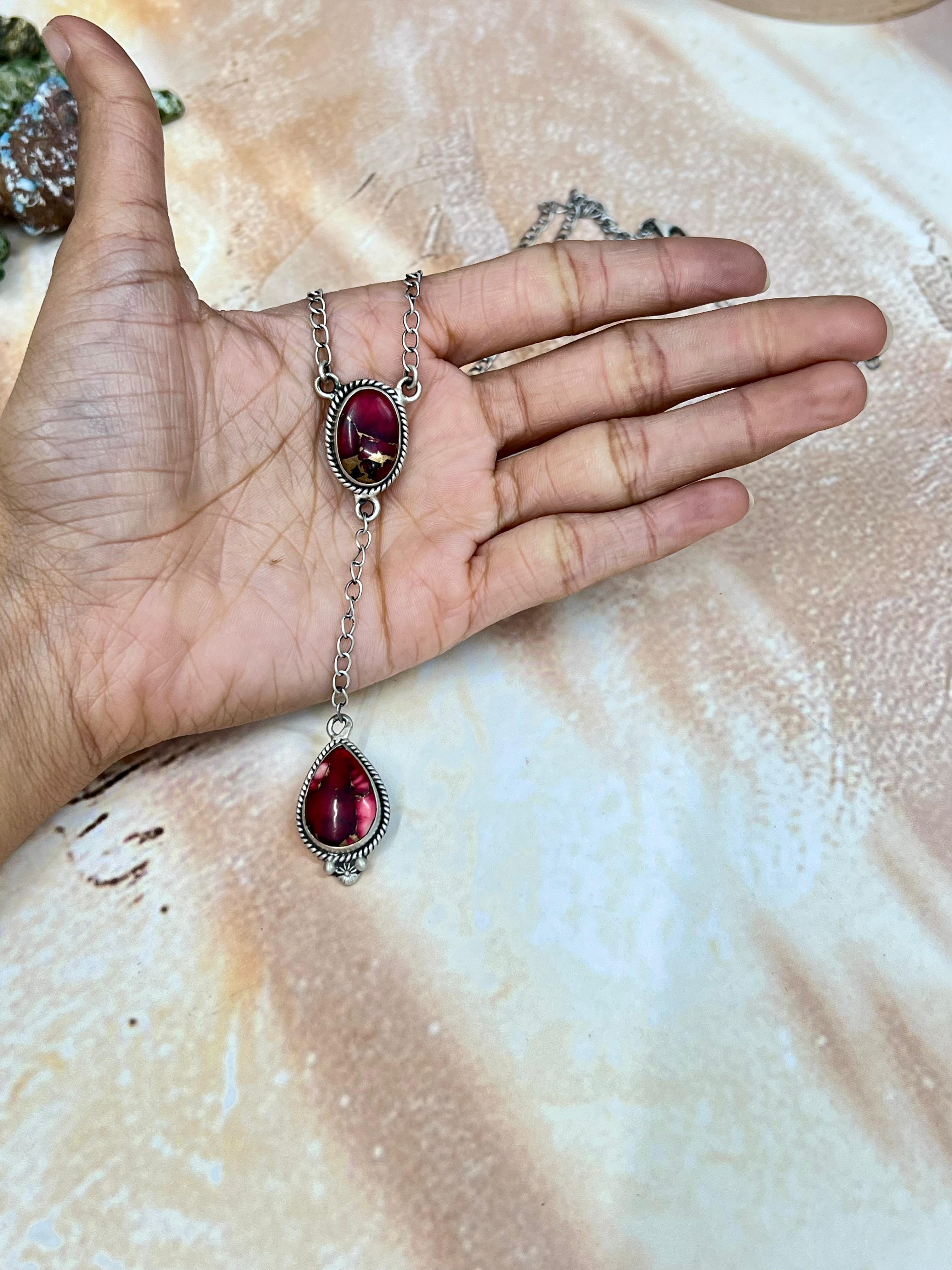 Handmade Sterling Silver Dahlia Rose Necklace with Signed Nizhoni