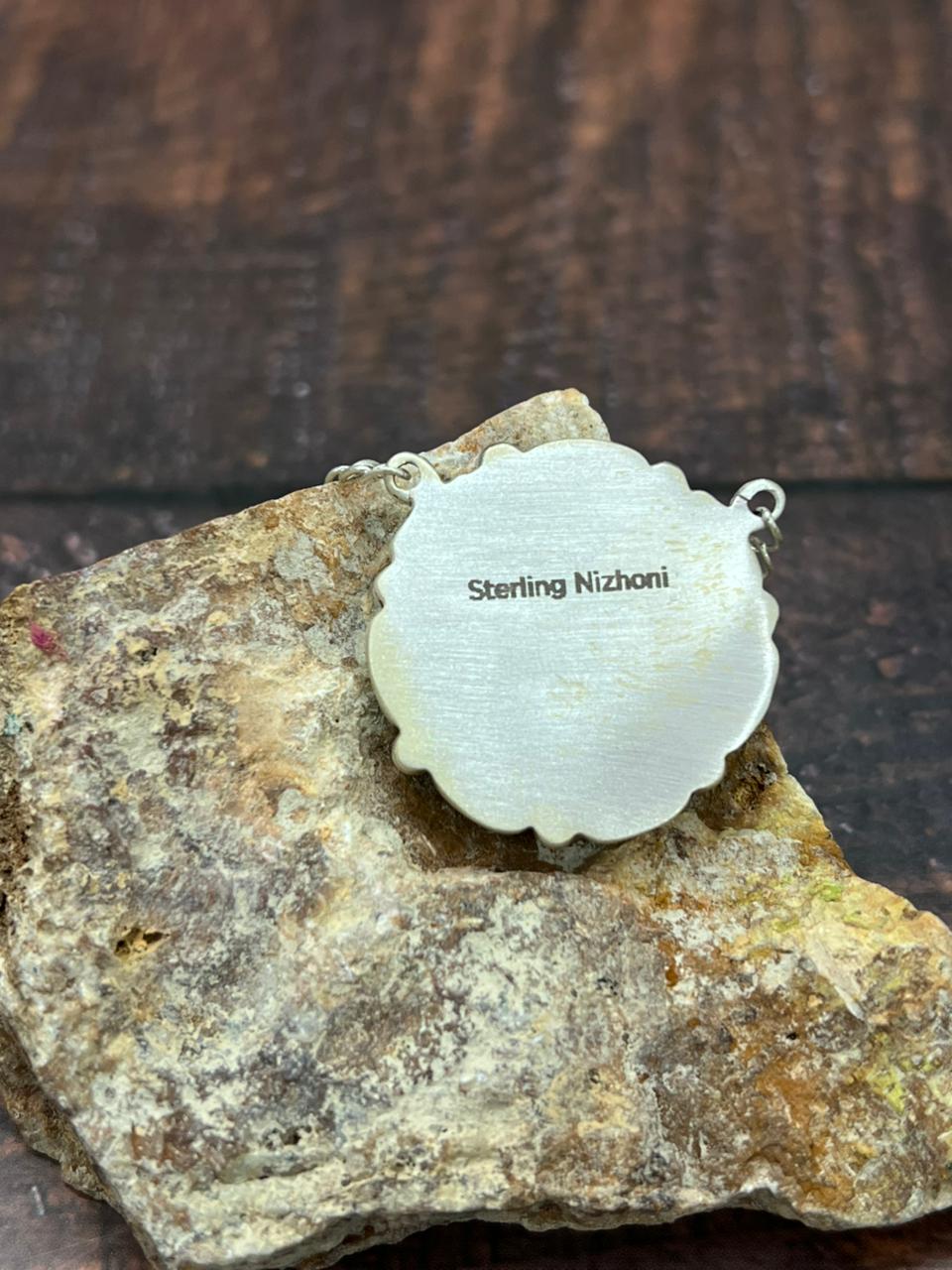 Handmade Sterling Silver Emerald Valley Turquoise Necklace "Signed Nizhoni"