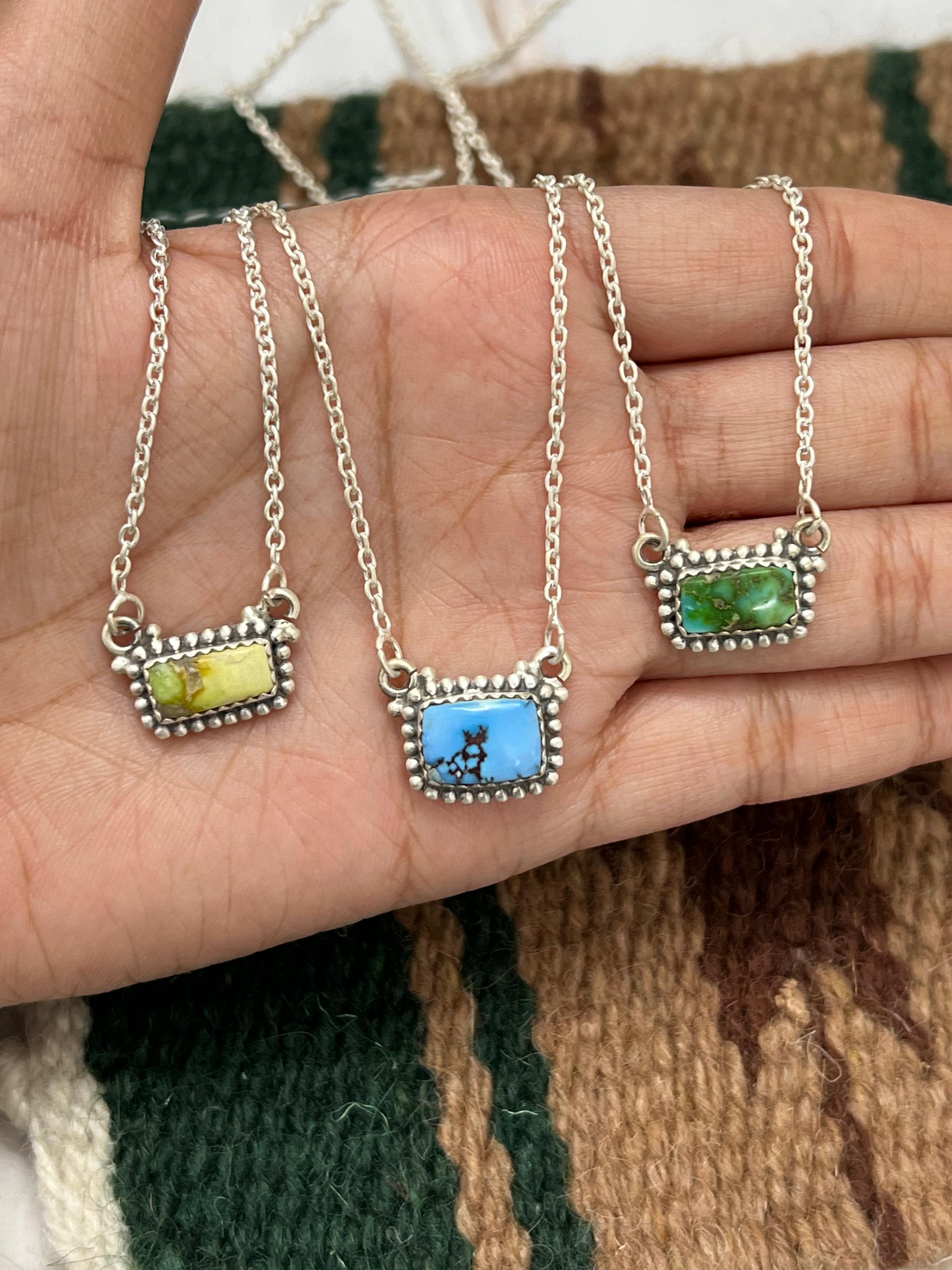 Handmade Sterling Silver Multi Stone Necklace with Signed Nizhoni