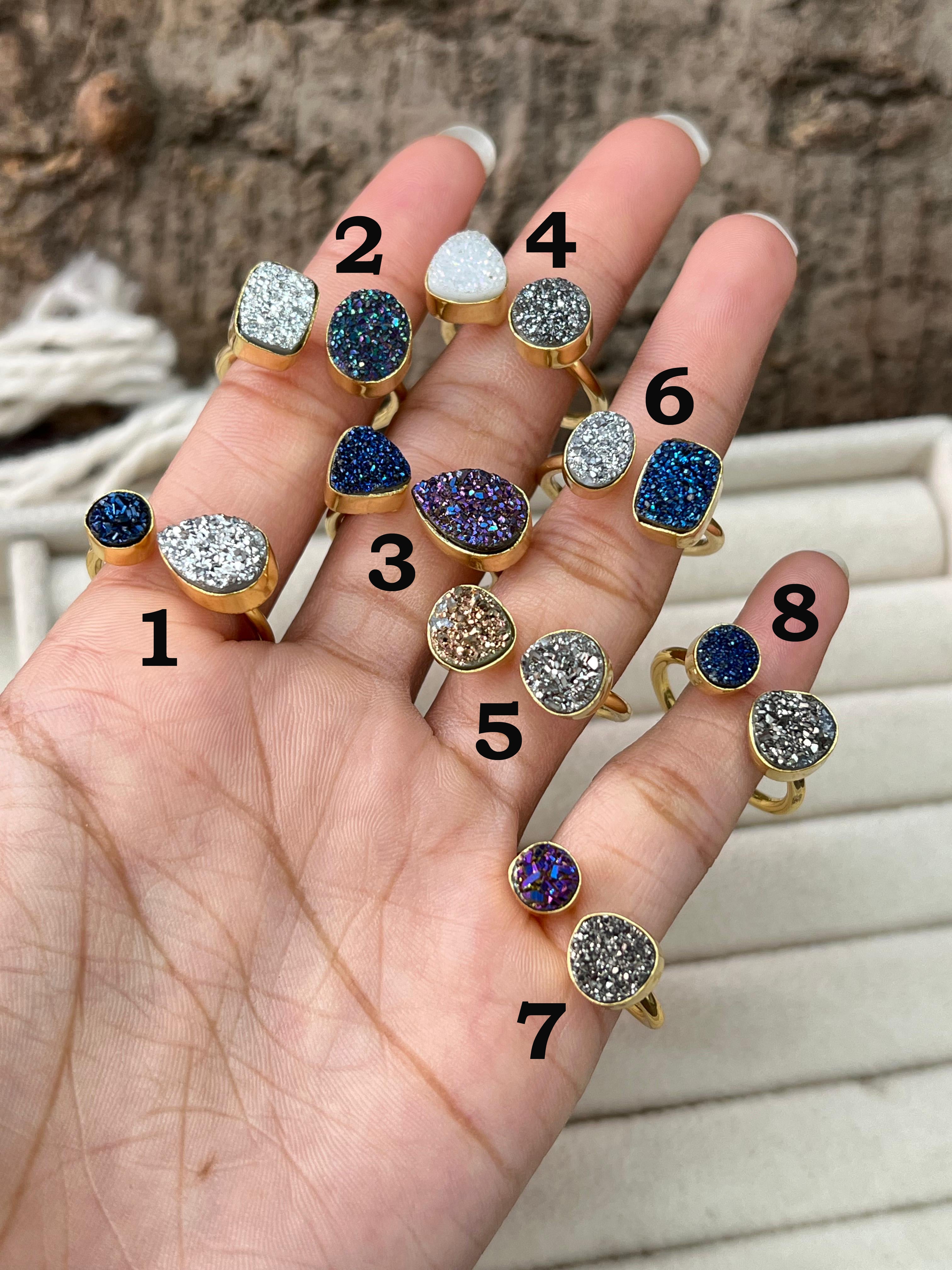 “The Golden Collection” Natural Druzy Adjustable Ring