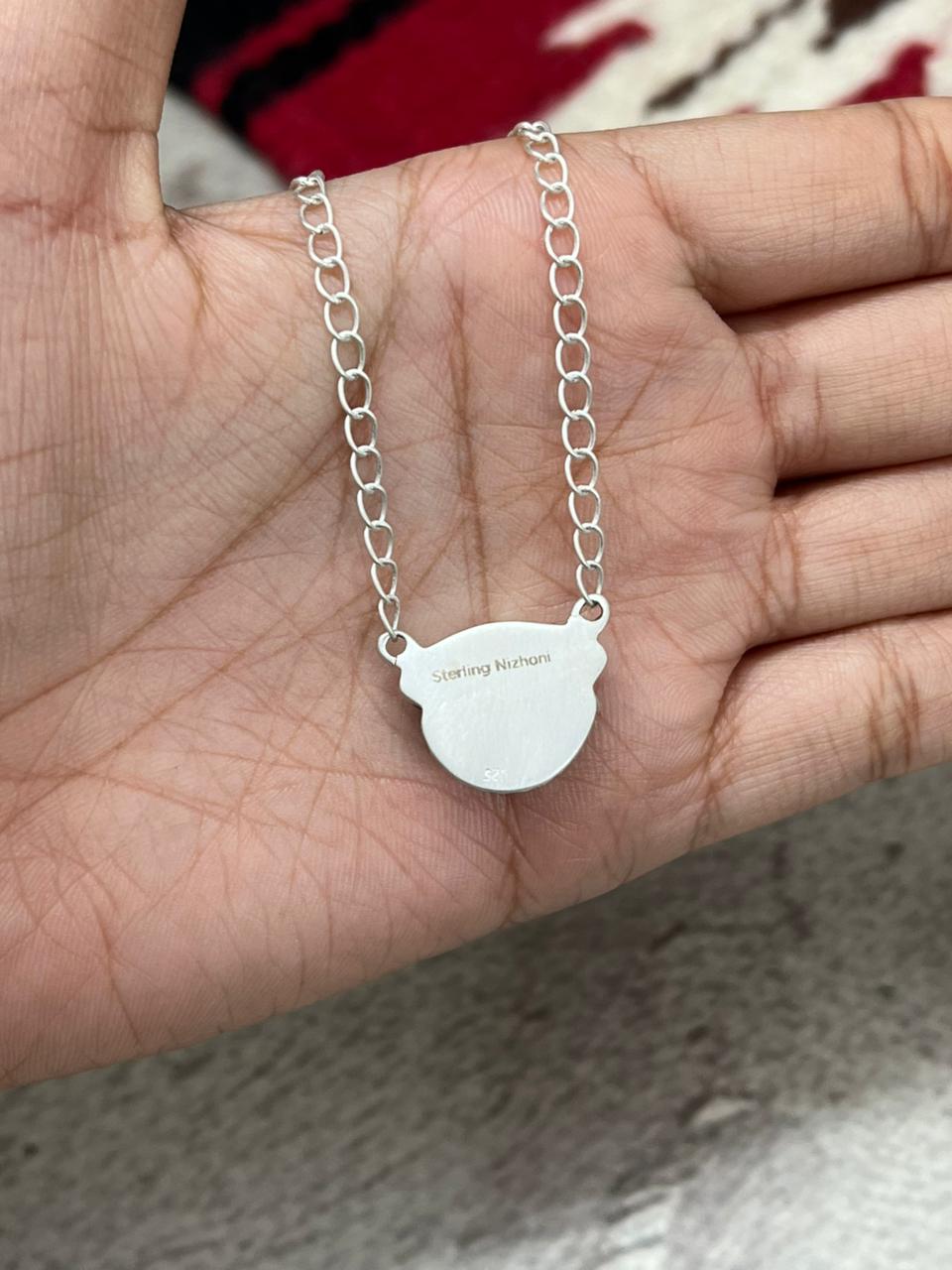 Handmade Sterling Silver Sonoran Mountain Turquoise Necklace "Signed Nizhoni"