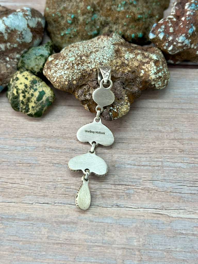 Handmade Sterling Silver Kingman Turquoise Pendant "Signed Nizhoni"