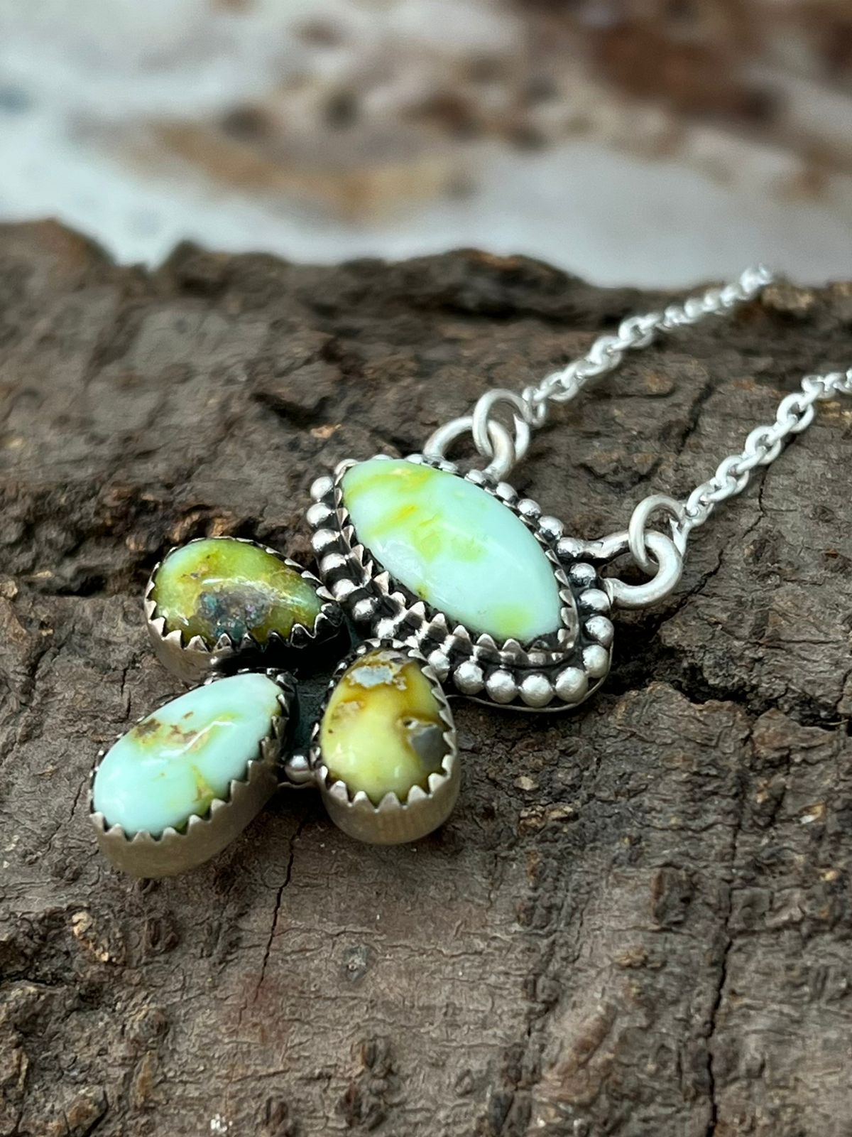 Handmade Sterling Silver Palomino Turquoise Necklace "Signed Nizhoni"