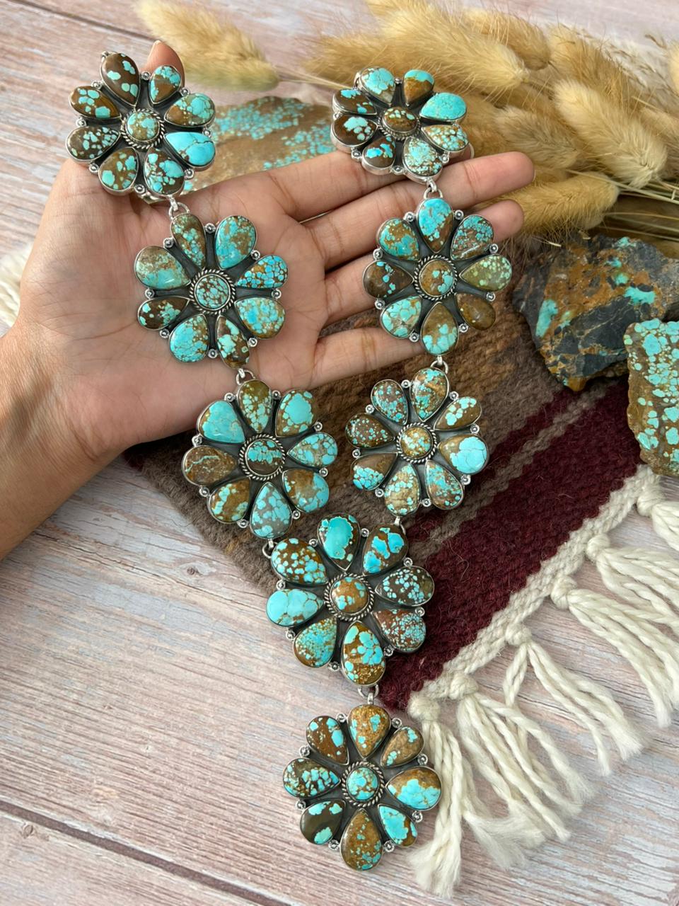 Handmade Sterling Silver Number 8 Turquoise Necklace "Signed Nizhoni"