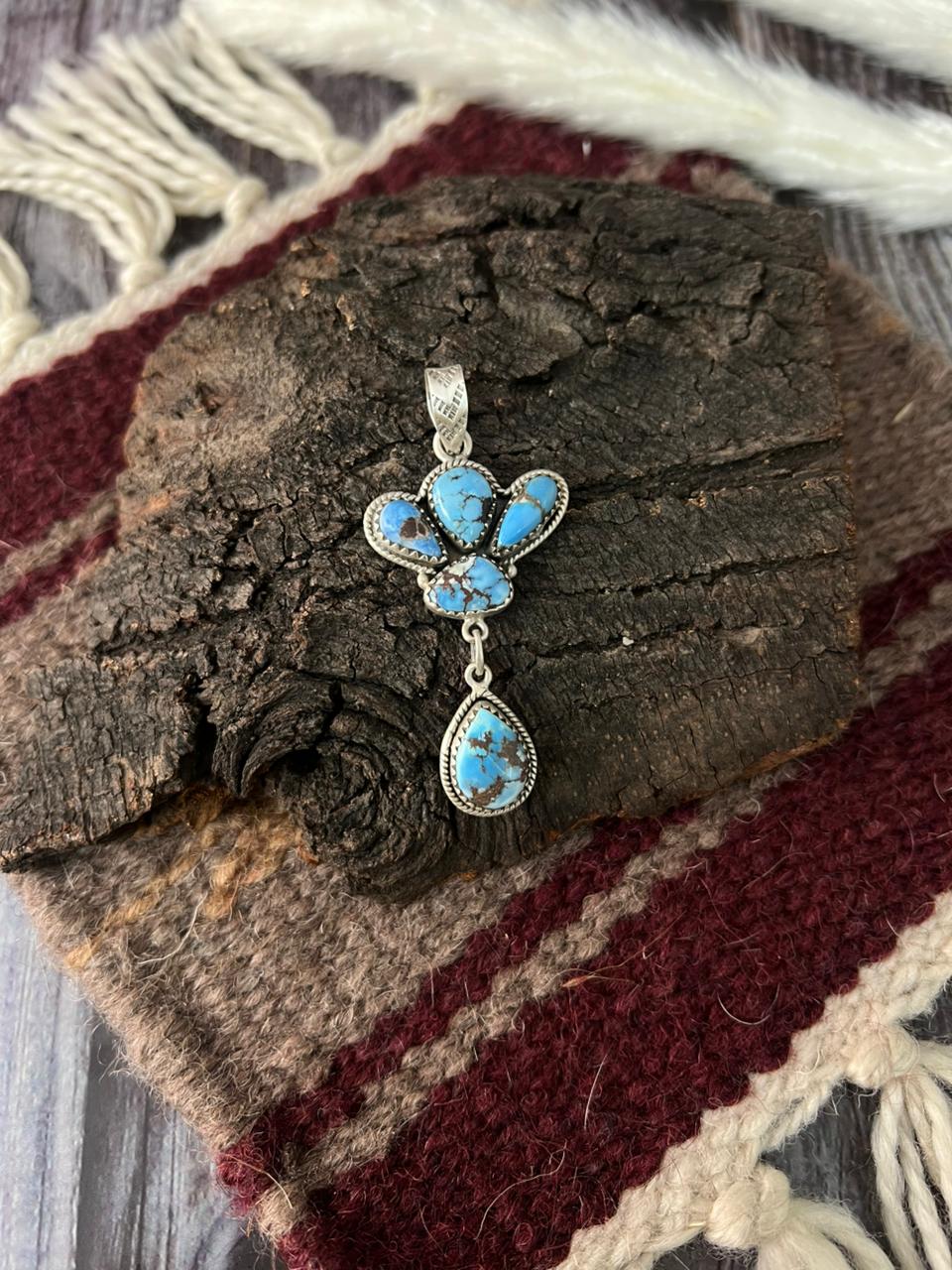 Handmade Sterling Silver Golden Hills Turquoise Pendant "Signed Nizhoni"