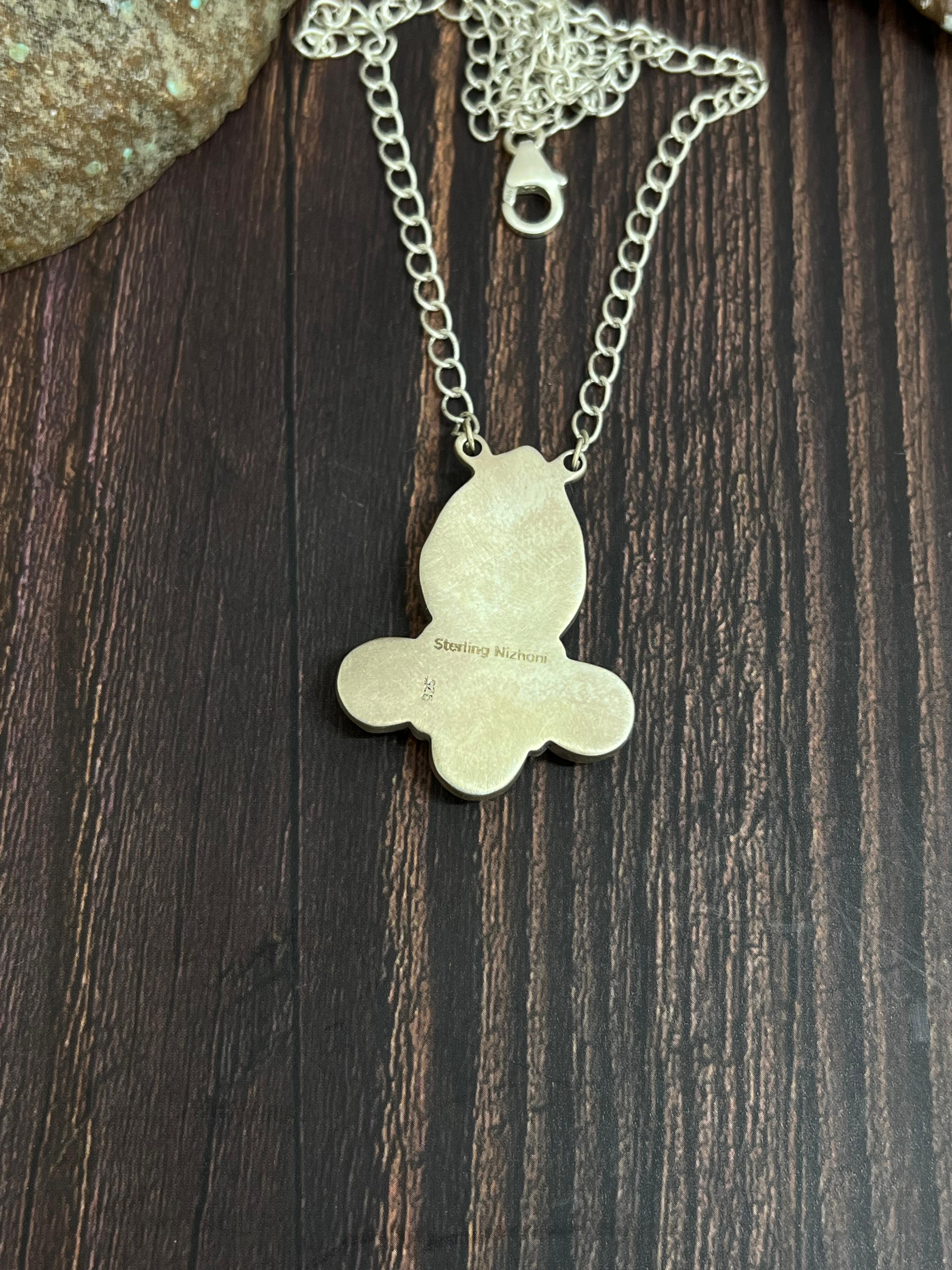 Handmade Sterling Silver Cotton Candy Turquoise Necklace with Signed Nizhoni