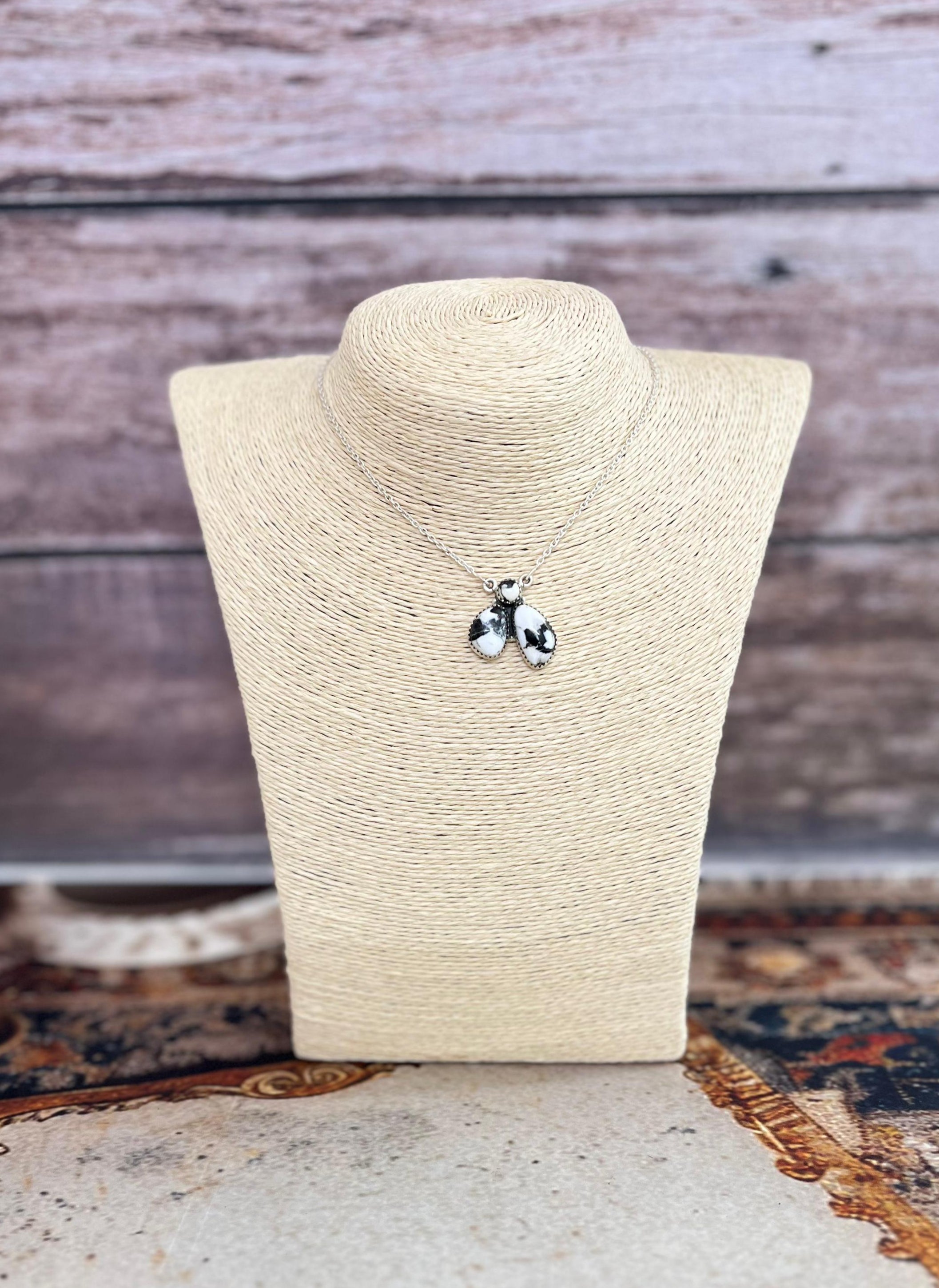 Handmade Sterling Silver White Buffalo Necklace with Signed Nizhoni (3)