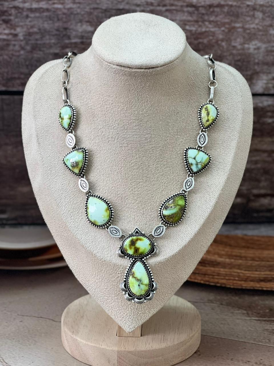 Handmade Sterling Silver Multi Stone Necklace "Signed Nizhoni"