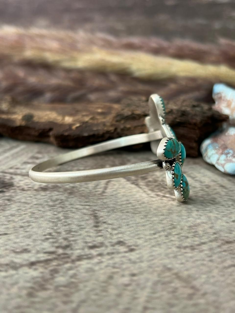Handmade Sterling Silver Santa Maria Turquoise Bracelet "Signed Nizhoni"