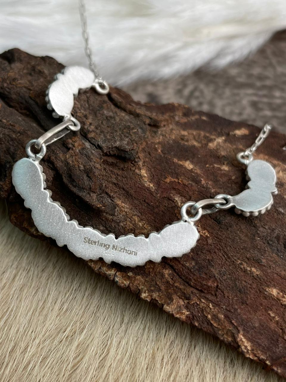 Handmade Sterling Silver Kingman Turquoise Necklace "Signed Nizhoni"