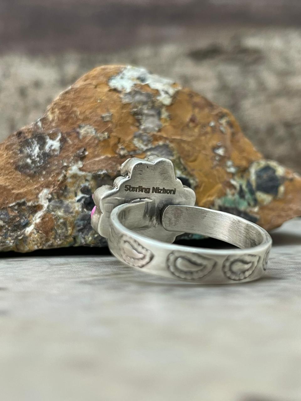 "Heart Collection" Handmade Sterling Silver Cotton Candy Adjustable Ring "Signed Nizhoni"