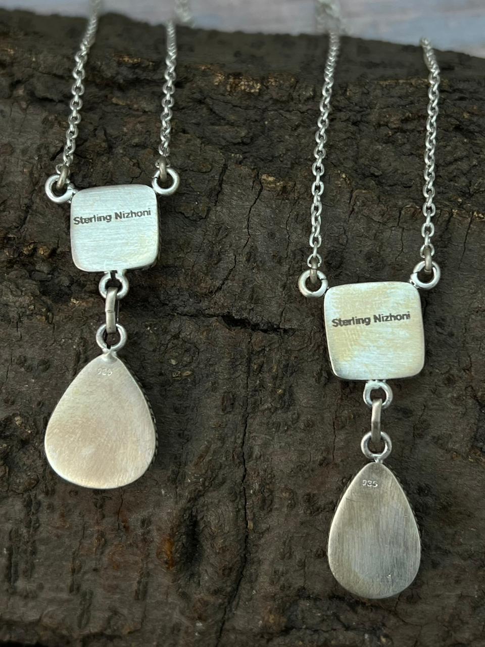 Handmade Sterling Silver Sonoran Mountain Turquoise Necklace "Signed Nizhoni"