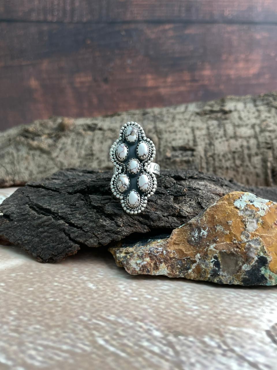 Handmade Sterling Silver Wildhorse Magnesite Adjustable Ring "Signed Nizhoni"